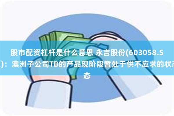 股市配资杠杆是什么意思 永吉股份(603058.SH)：澳洲子公司TB的产品现阶段暂处于供不应求的状态