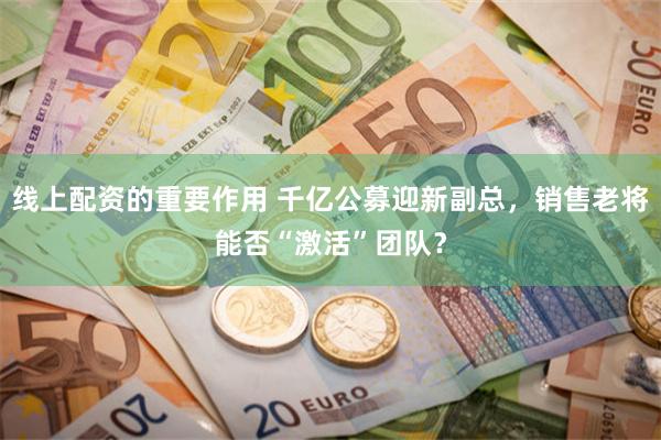 线上配资的重要作用 千亿公募迎新副总，销售老将能否“激活”团队？