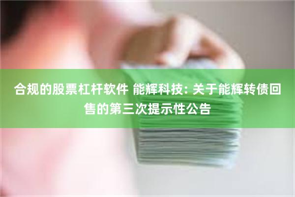 合规的股票杠杆软件 能辉科技: 关于能辉转债回售的第三次提示性公告